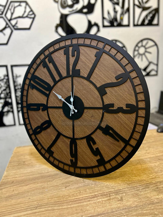 Modern Wooden Acrylic Wall Clock | Premium Black Frame Decorative Clock