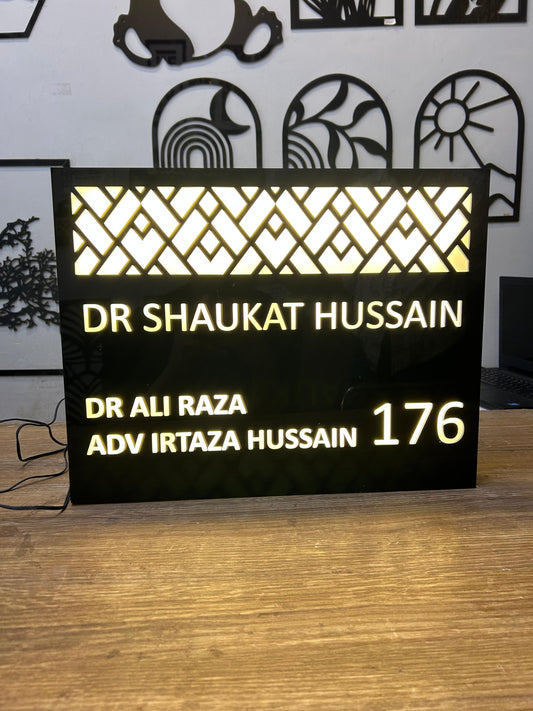Premium Acrylic LED Name Plate | Custom Illuminated Sign