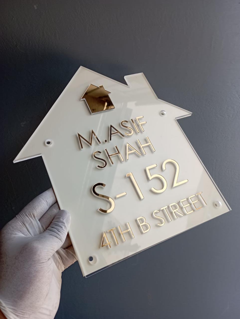 Custom Acrylic House Shape Name Plate | Personalized Home Address Sign