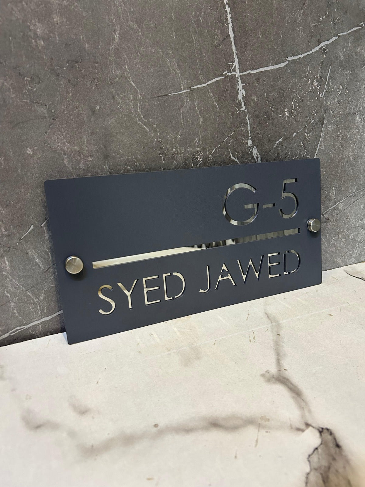 Customized Metal House Name Plate | Powder Coated with SS Mirror Finish