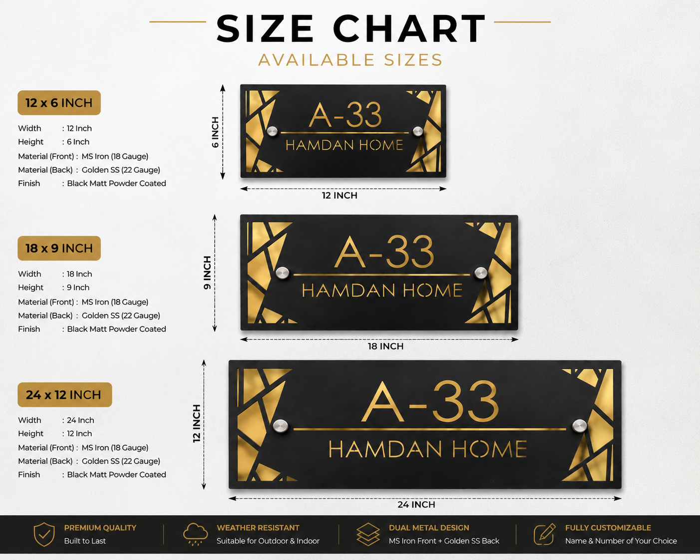 Modern Geometric Metal House Name Plate | Custom Laser Cut Name & Address Sign | Personalized Outdoor Plaque