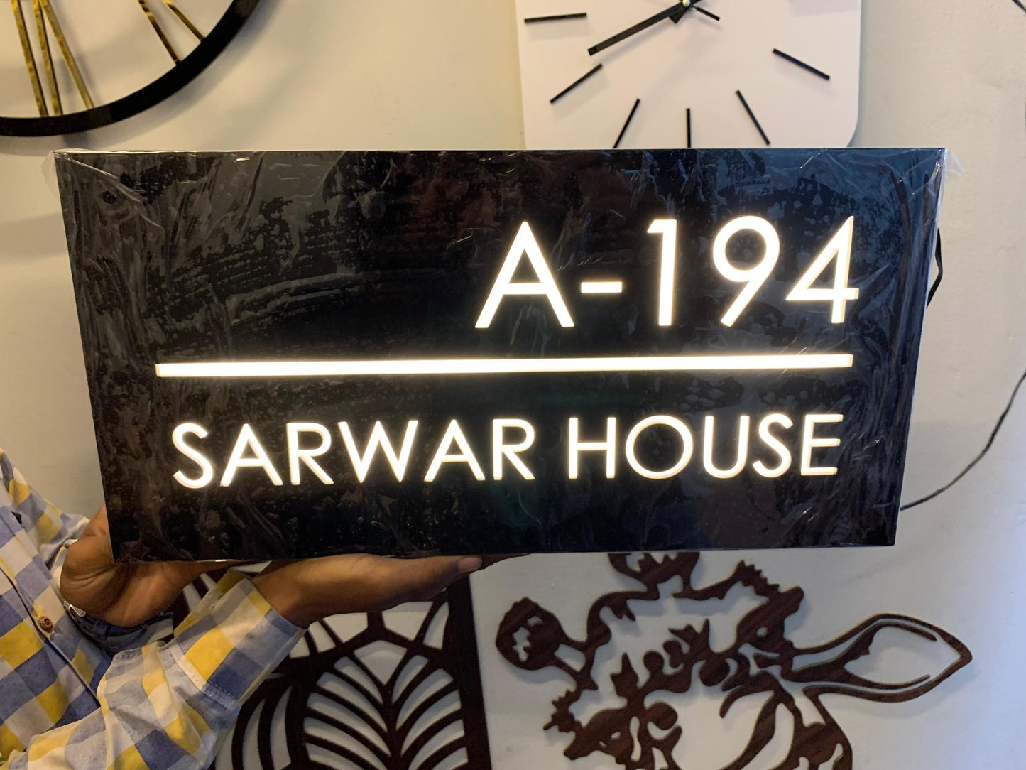 Custom Acrylic LED House Name Plate – Premium Backlit Address Sign | Personalized Home Name Board