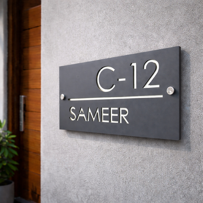 Custom Matt Acrylic House Name Plate | Personalized Modern Home Sign
