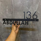 Modern LED Backlit Metal House Number Sign – Custom Matte Black MS Iron Name & Address Plaque