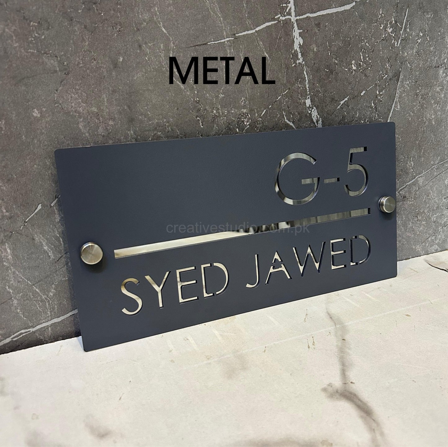 Customized Metal House Name Plate | Powder Coated  with SS Mirror Finish