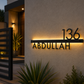 Modern LED Backlit Metal House Number Sign – Custom Matte Black MS Iron Name & Address Plaque