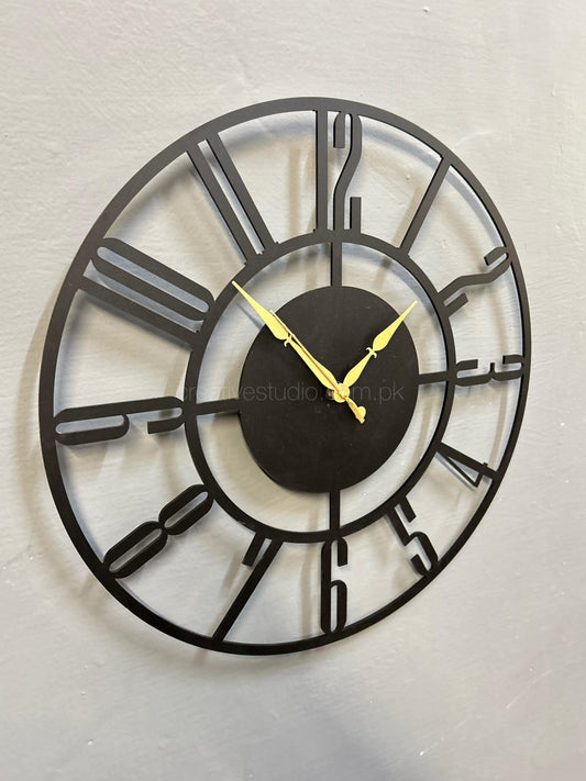 Roman Black Acrylic & Metal  Wall Clock | Modern Roman Numeral Decorative Wall Clock