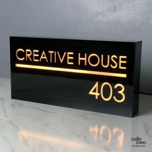 Custom Acrylic LED House Name Plate – Premium Backlit Address Sign | Personalized Home Name Board