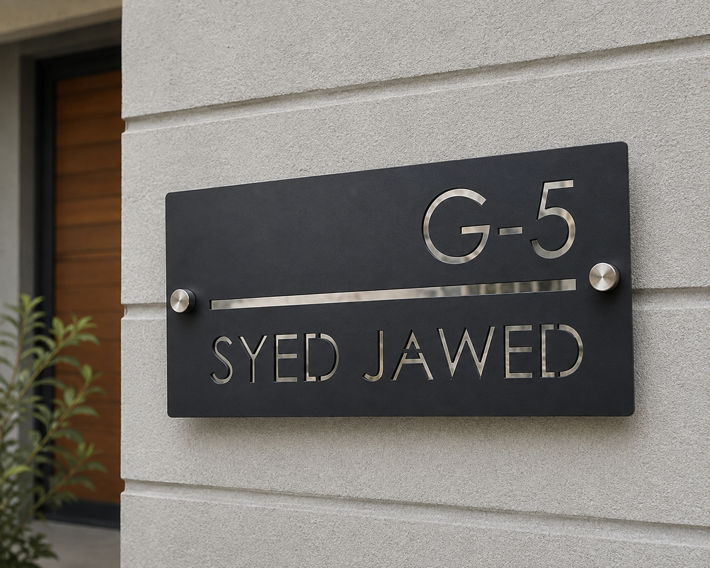 Customized Metal House Name Plate | Powder Coated  with SS Mirror Finish
