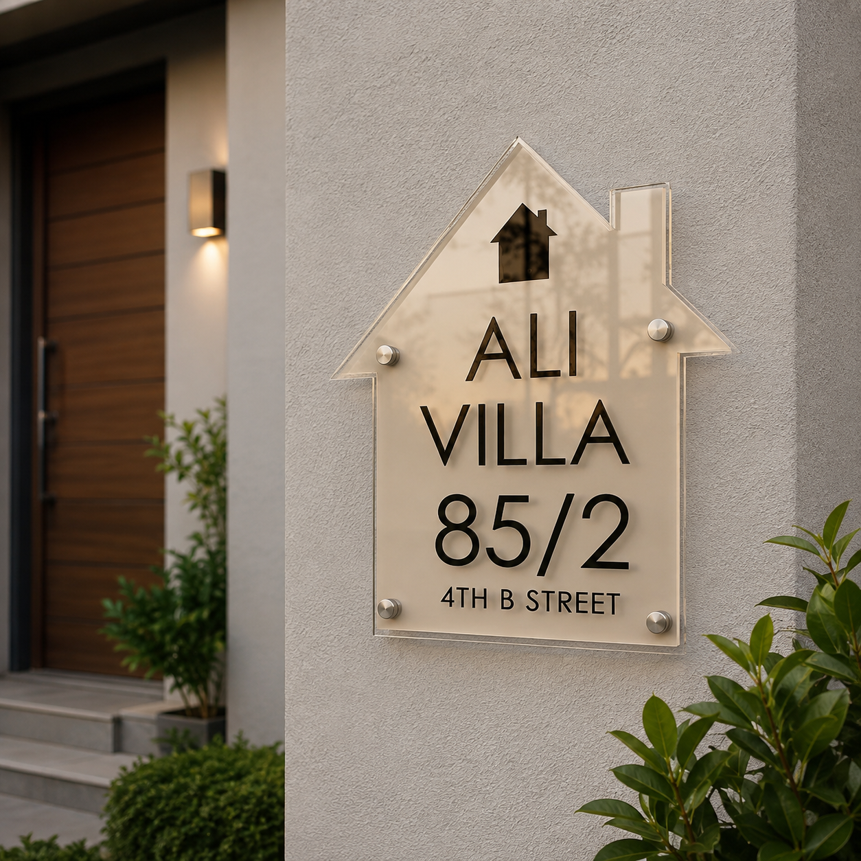 Custom Acrylic House Shape Name Plate | Personalized Home Address Sign