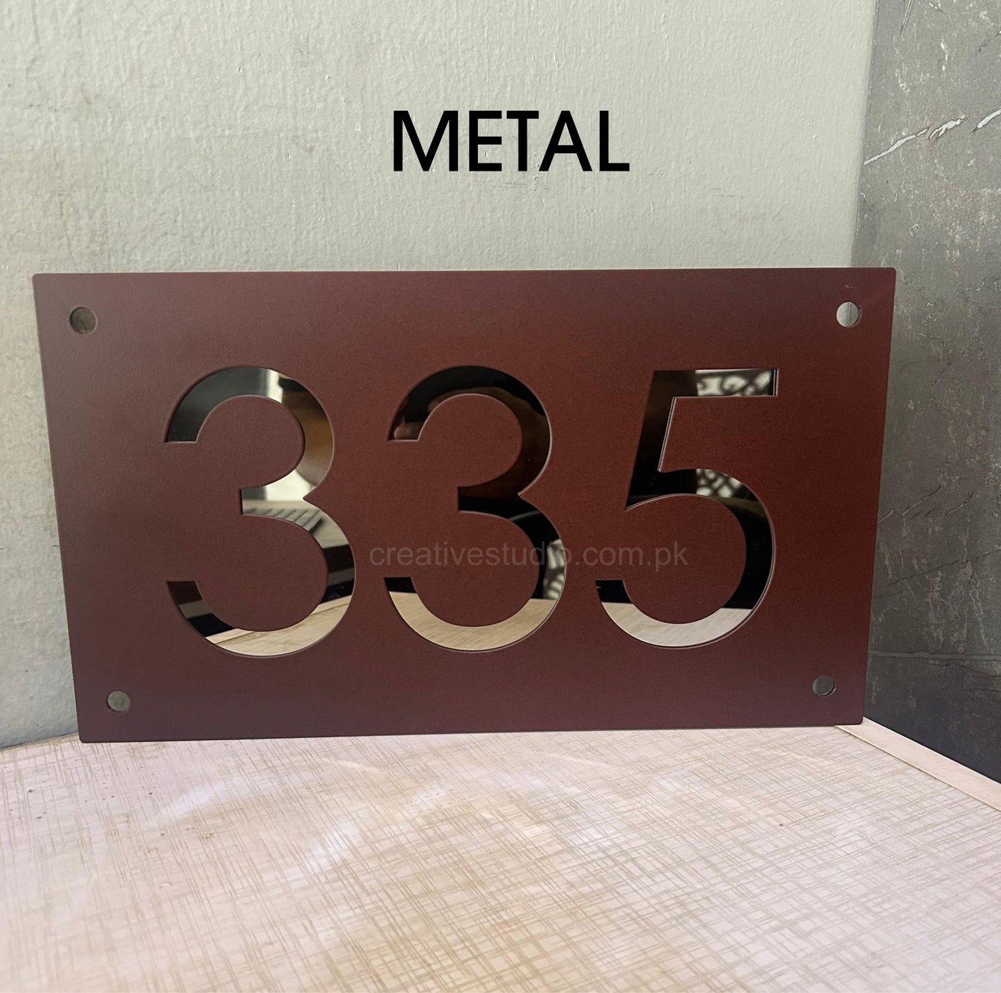 Customized Metal House Name Plate | Powder Coated  with SS Mirror Finish