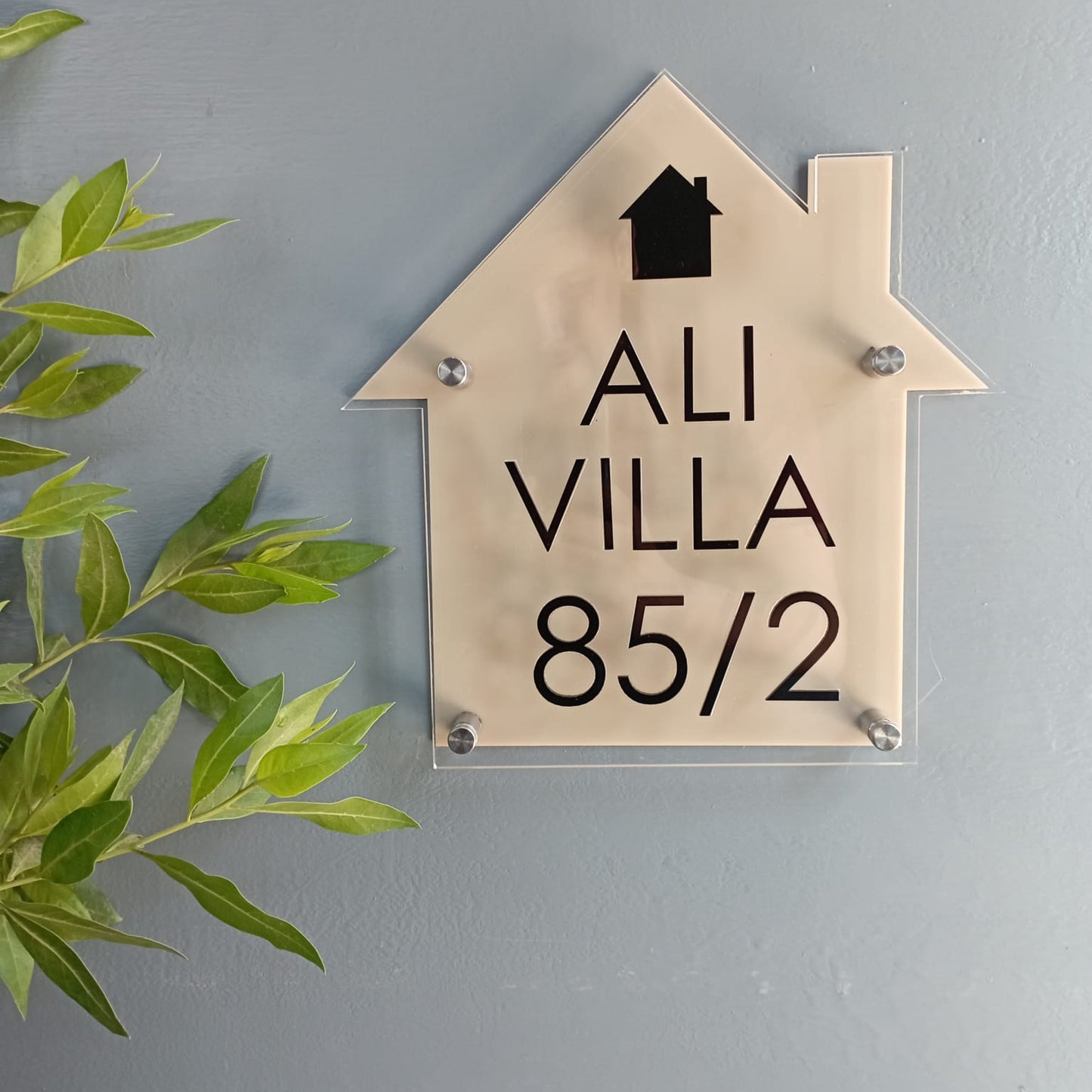 Custom Acrylic House Shape Name Plate | Personalized Home Address Sign