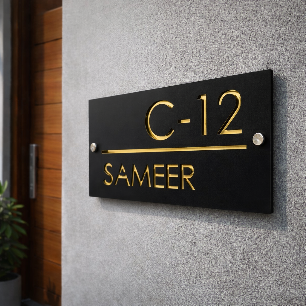 Custom Matt Acrylic House Name Plate | Personalized Modern Home Sign
