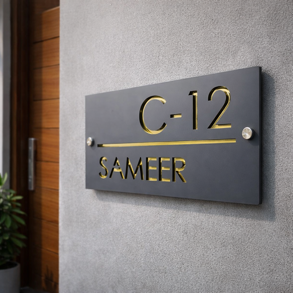 Custom Matt Acrylic House Name Plate | Personalized Modern Home Sign