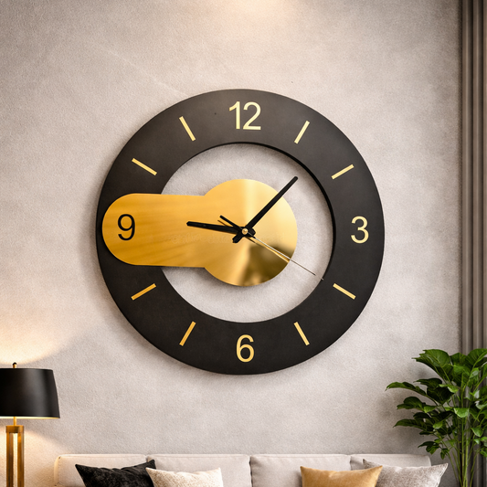 Orbit Gold Wall Clock | Modern Black & Gold Acrylic Wall Clock