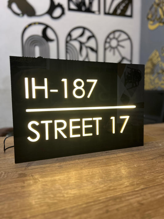 Custom Acrylic LED House Name Plate – Premium Backlit Address Sign | Personalized Home Name Board