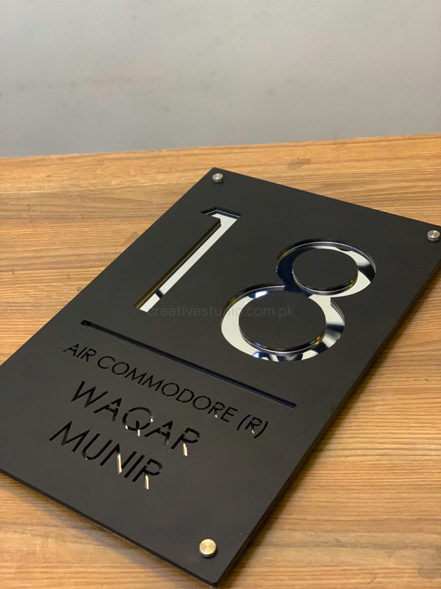 Matt Acrylic Nameplate – Vertical Shape | Custom Home & Office Name Plate