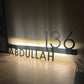 Modern LED Backlit Metal House Number Sign – Custom Matte Black MS Iron Name & Address Plaque