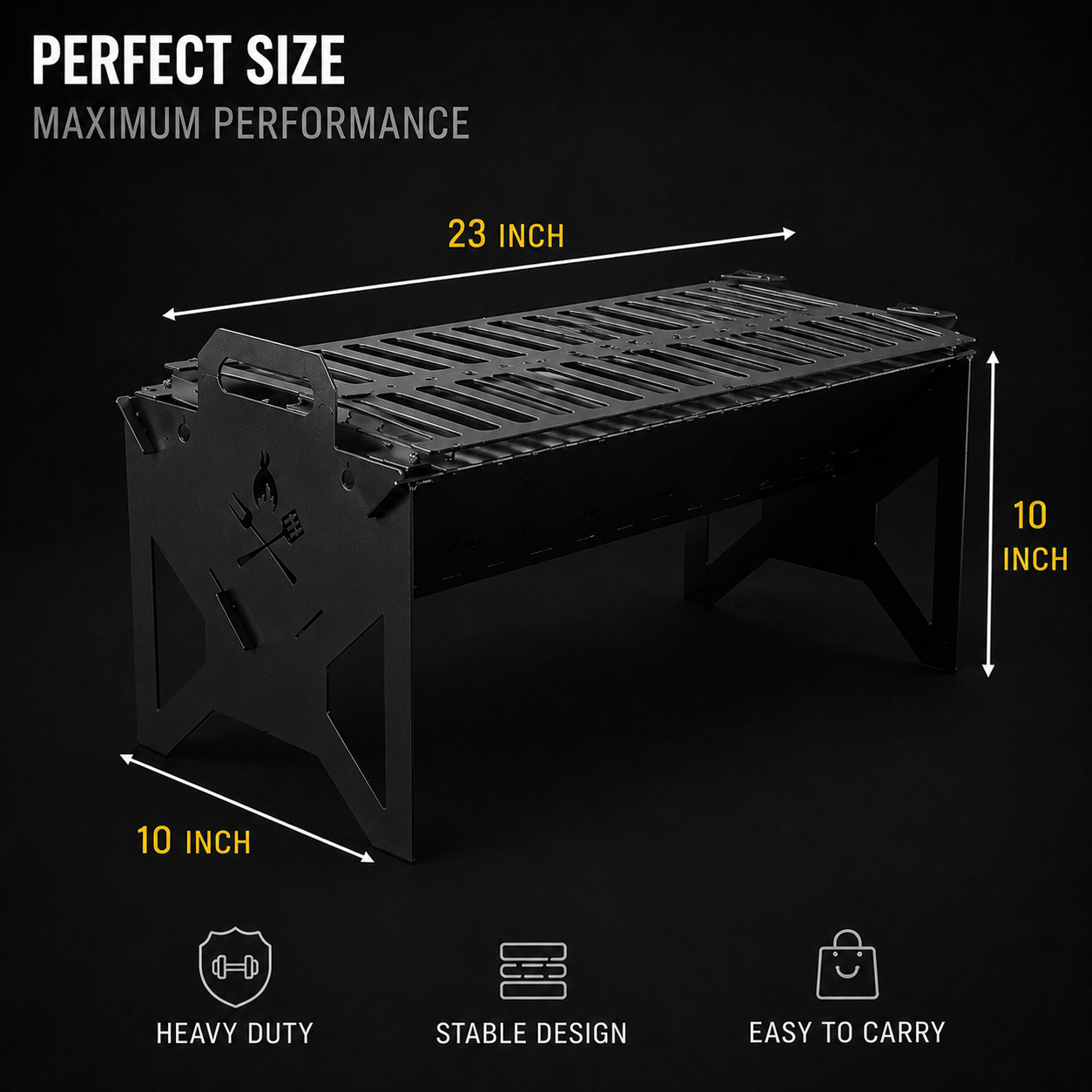 Heavy Duty Foldable Metal BBQ Grill | Portable Charcoal Barbecue Grill