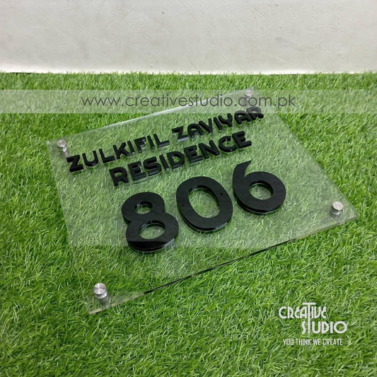 Premium Clear Acrylic House Name Plate | Custom 3D House Number & Address Sign
