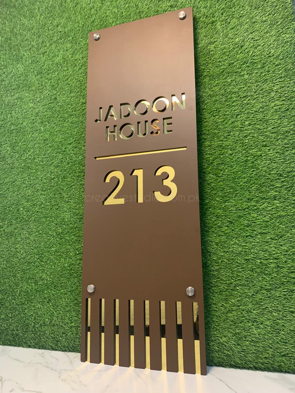 Custom Matt Acrylic Vertical Home Name Plate | Modern House Sign