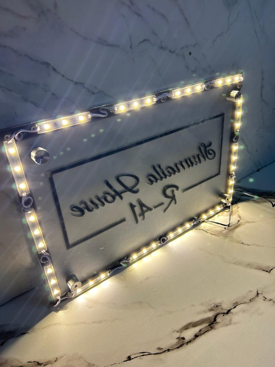 Custom Backlit Acrylic Home Sign – Premium LED House Name Plate for Main Door