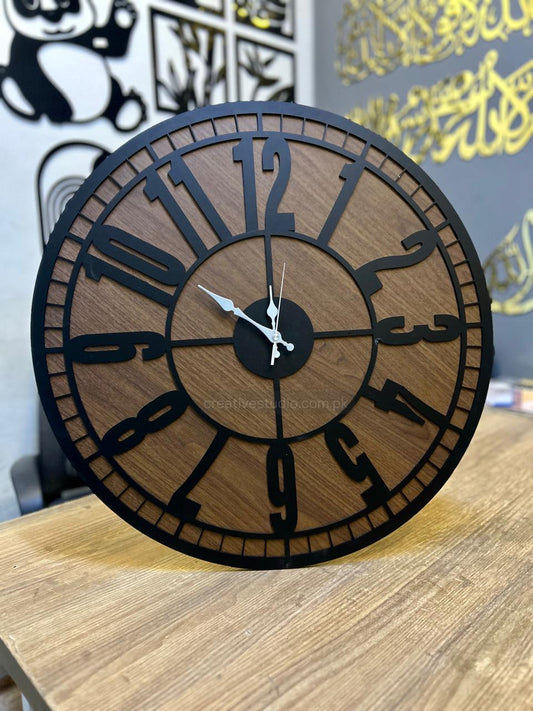 Modern Wooden Acrylic Wall Clock | Premium Black Frame Decorative Clock