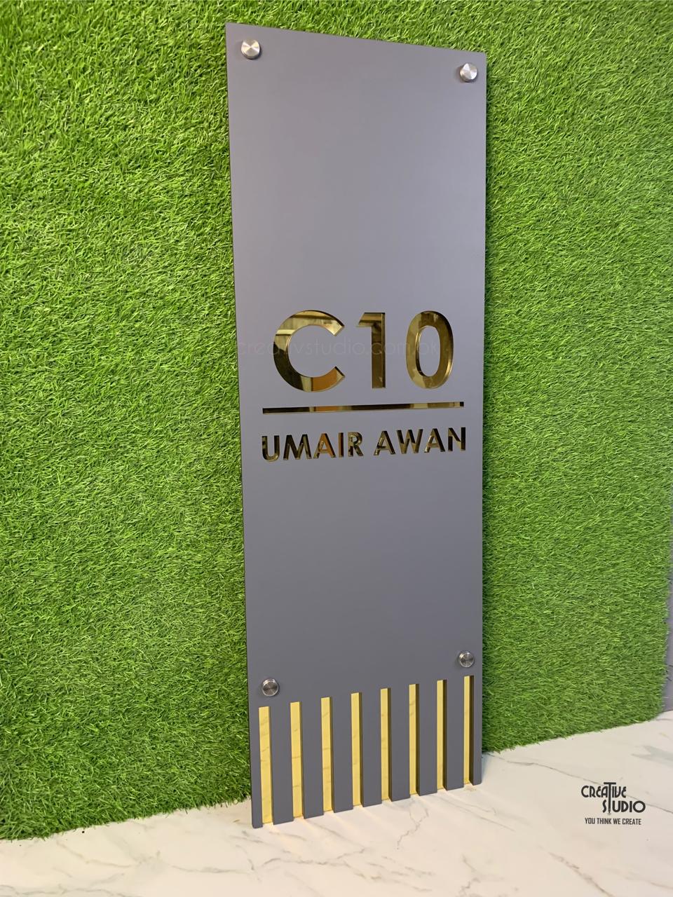 Custom Matt Acrylic Vertical Home Name Plate | Modern House Sign