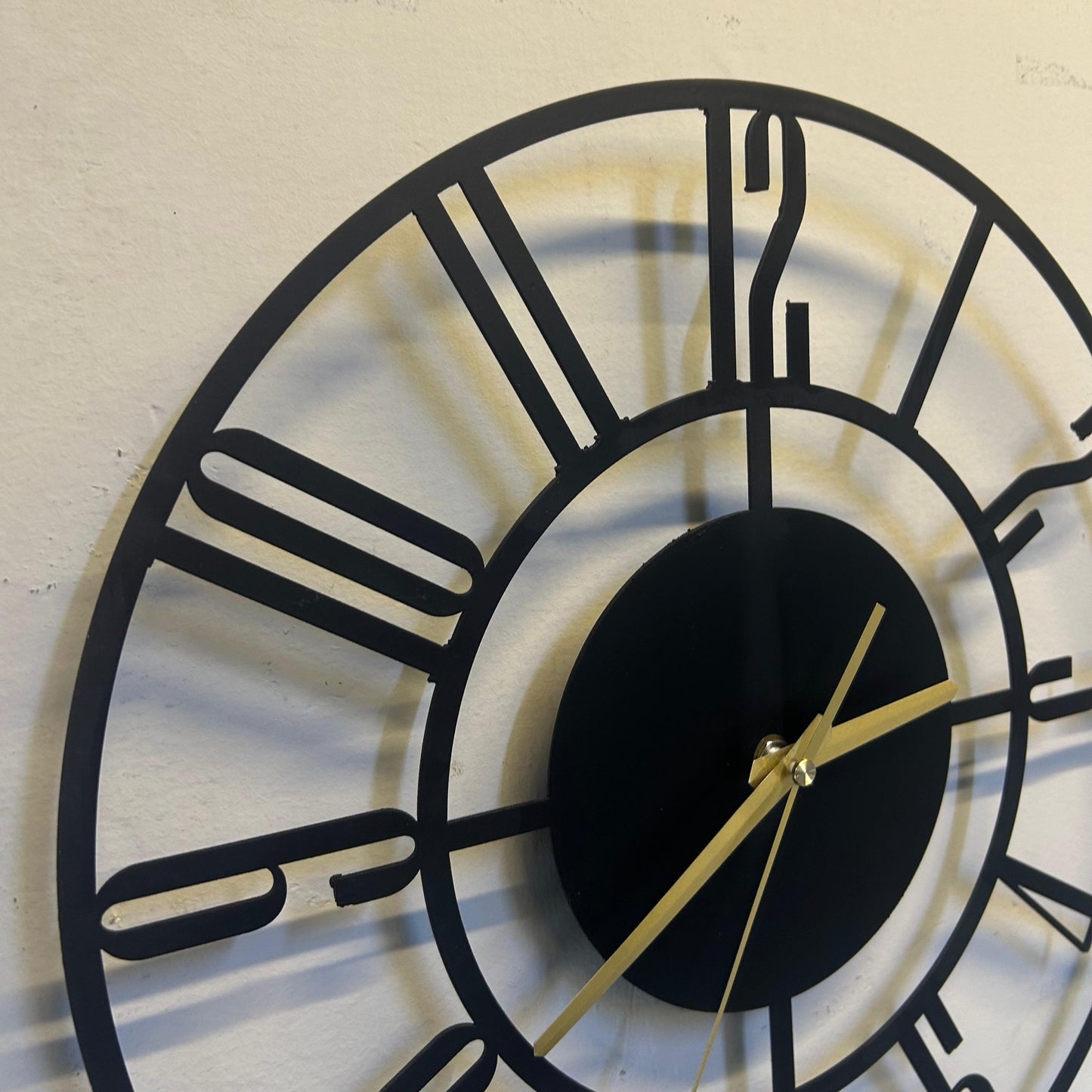 Roman Black Acrylic & Metal  Wall Clock | Modern Roman Numeral Decorative Wall Clock
