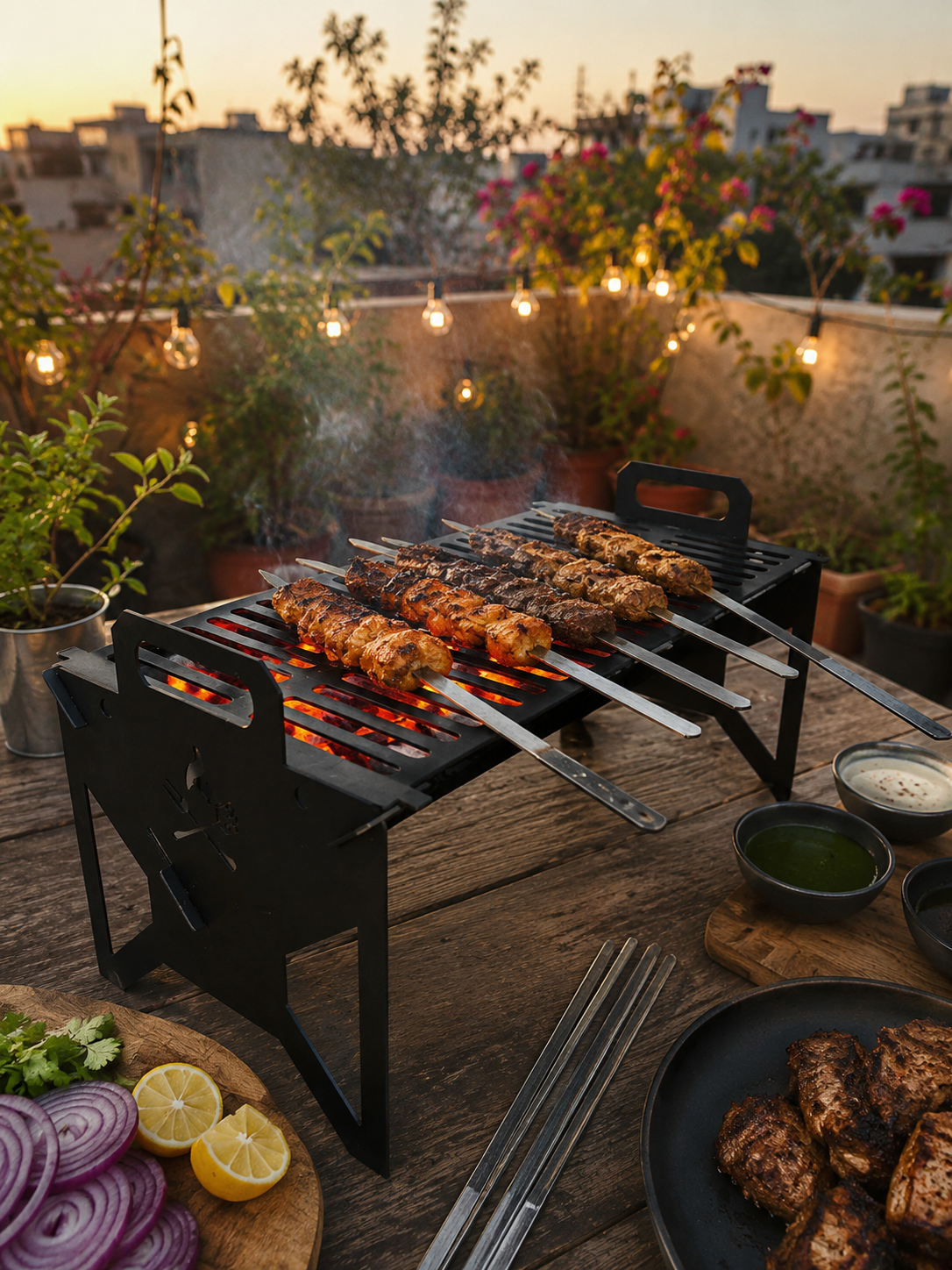Heavy Duty Foldable Metal BBQ Grill | Portable Charcoal Barbecue Grill