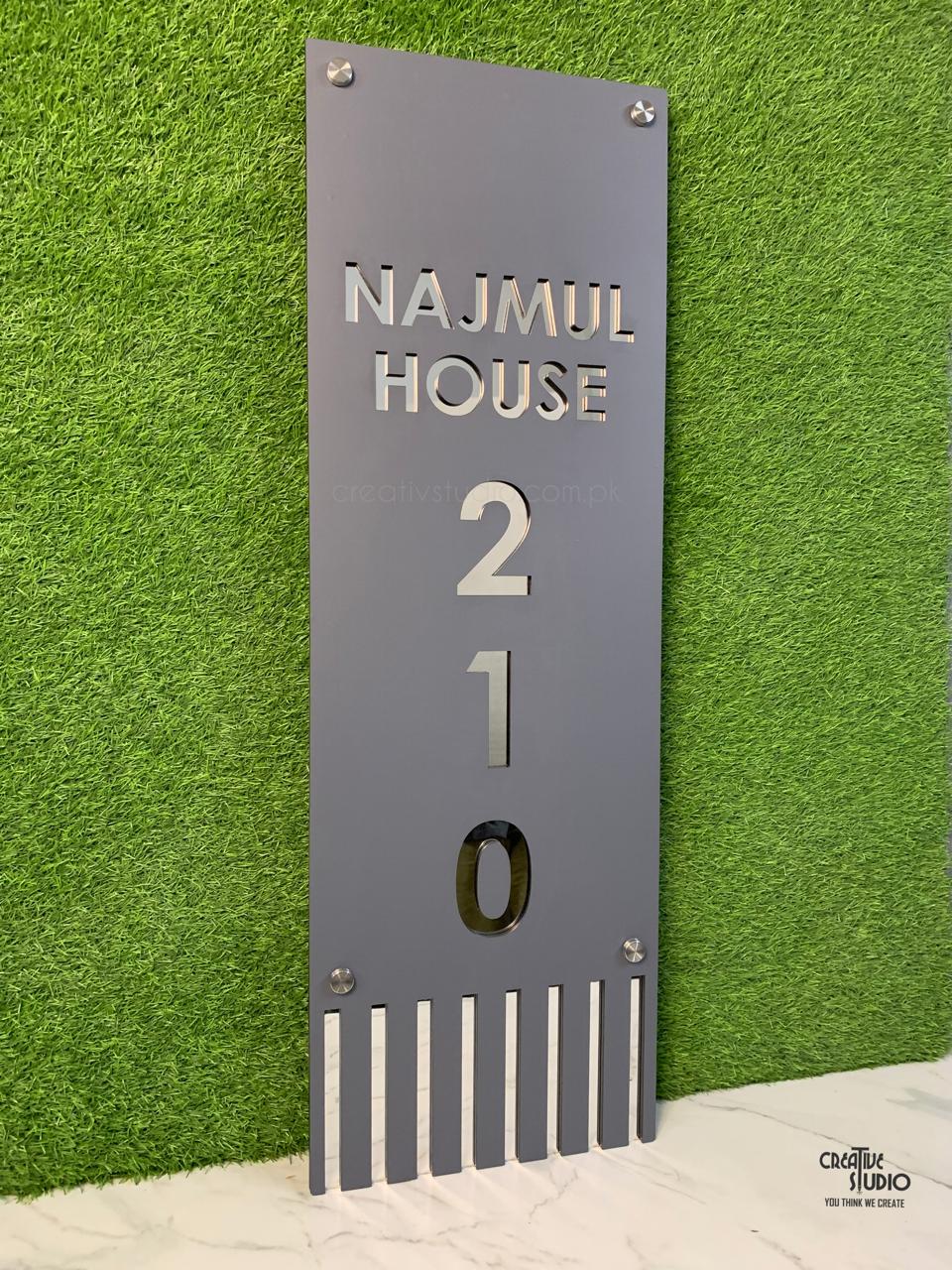 Custom Matt Acrylic Vertical Home Name Plate | Modern House Sign