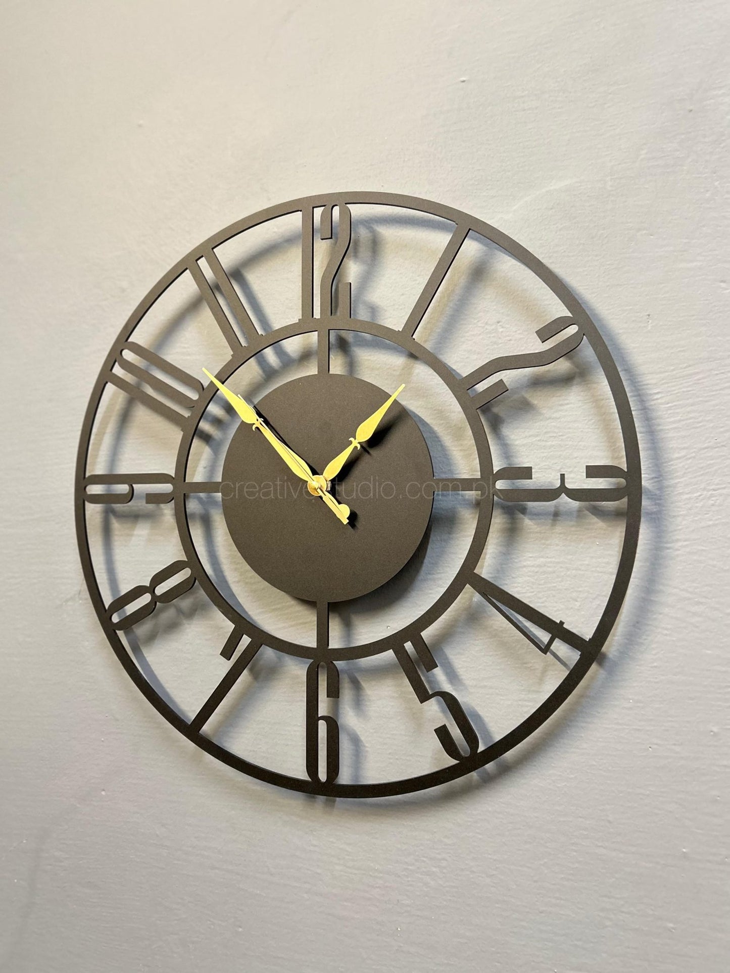 Roman Black Acrylic & Metal  Wall Clock | Modern Roman Numeral Decorative Wall Clock