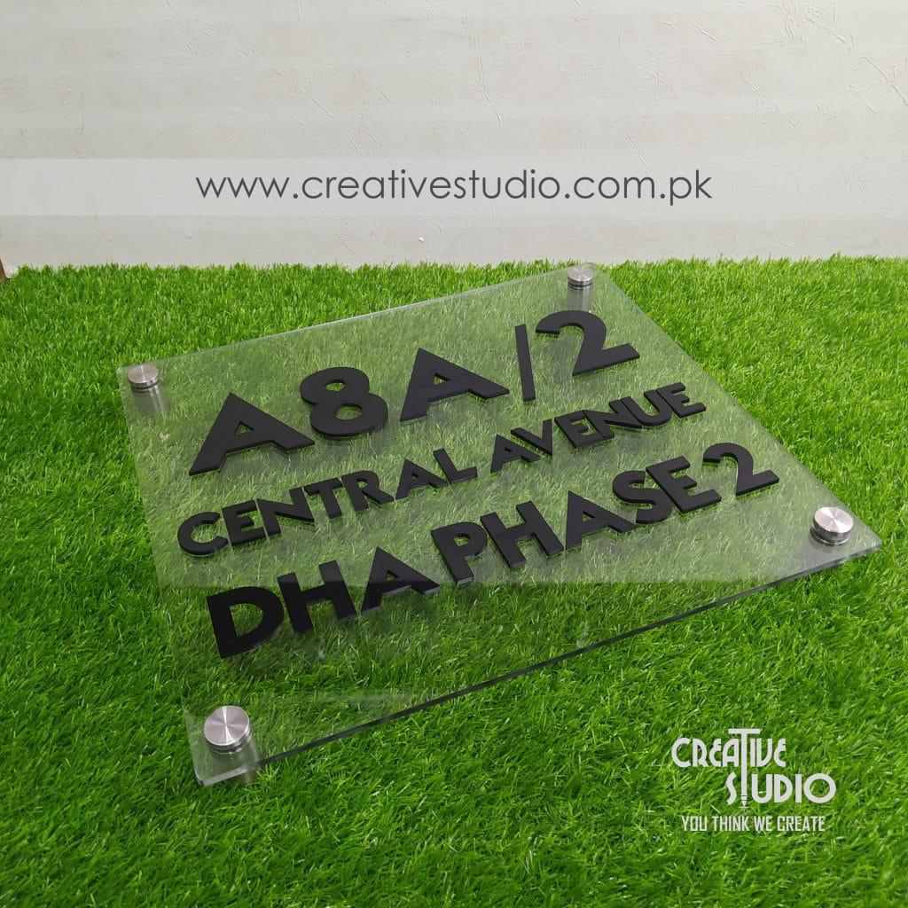 Premium Clear Acrylic House Name Plate | Custom 3D House Number & Address Sign