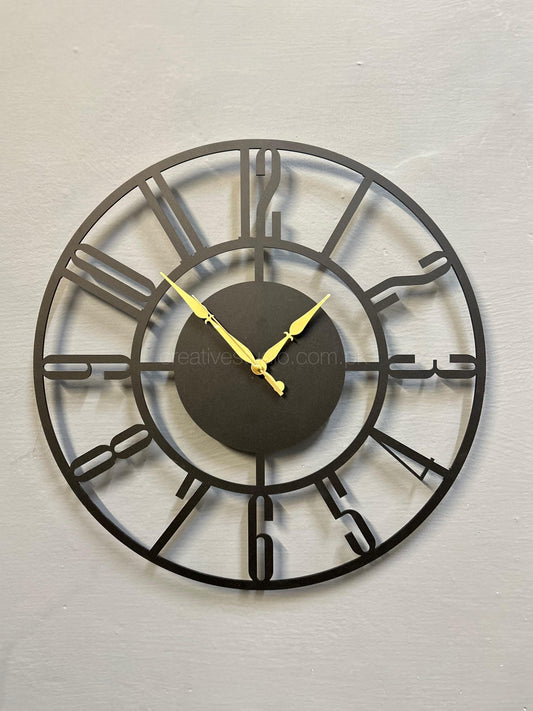 Roman Black Acrylic & Metal  Wall Clock | Modern Roman Numeral Decorative Wall Clock