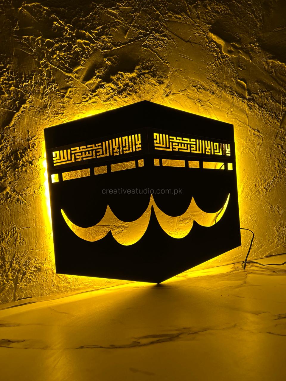 Kaaba Wall Art with Backlight – Premium LED Islamic Wall Decor