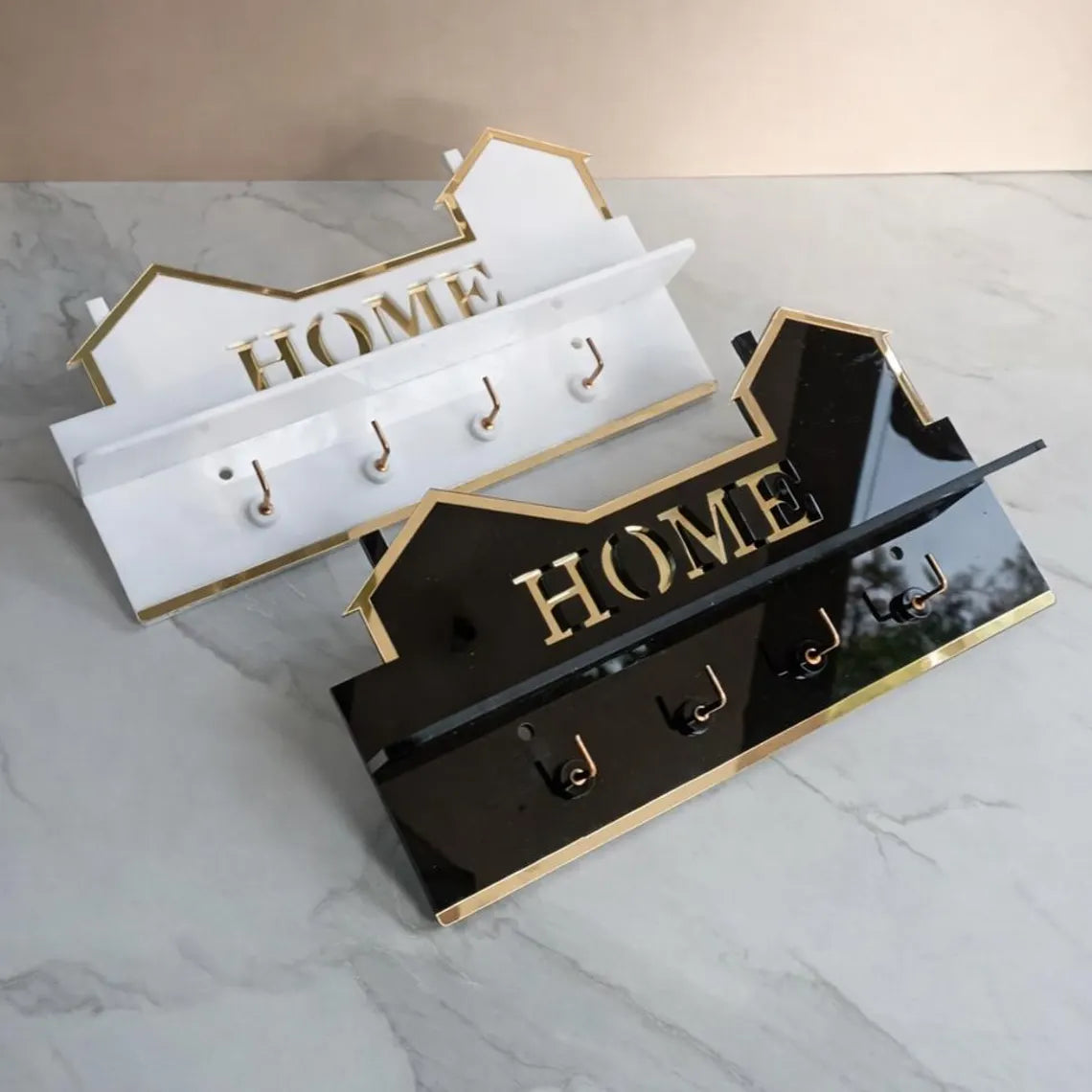Premium Acrylic Key Holder with Shelf | Modern Wall Mounted Entryway Organizer | Key Rack for Home & Office