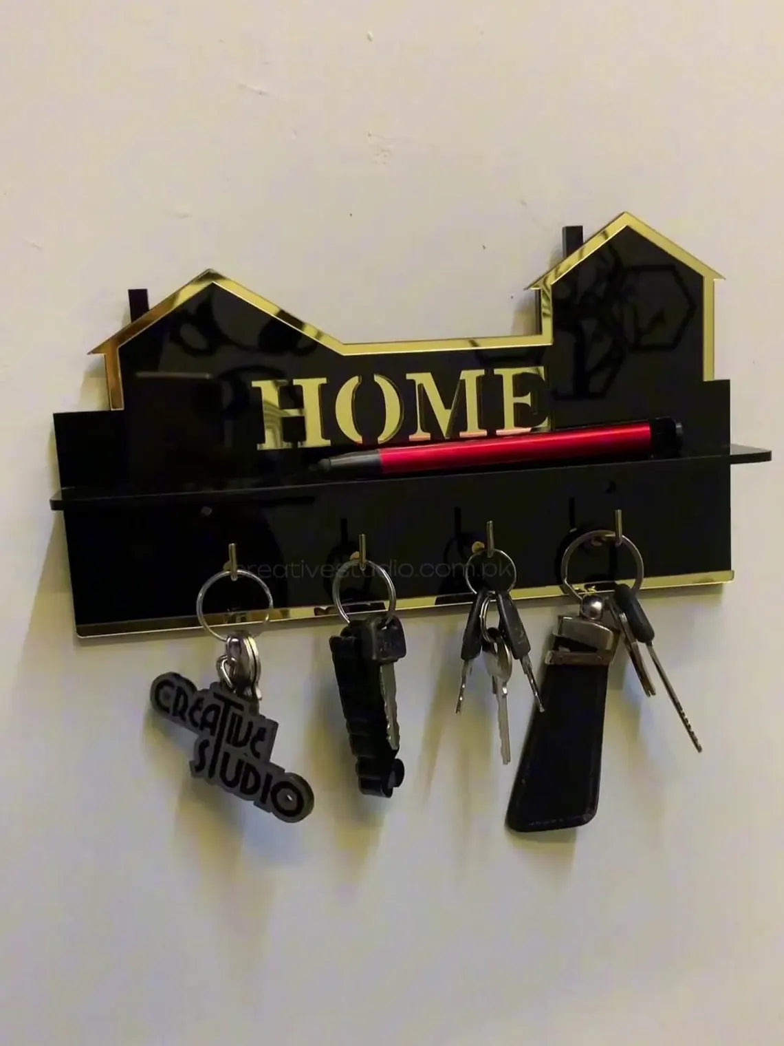 Premium Acrylic Key Holder with Shelf | Modern Wall Mounted Entryway Organizer | Key Rack for Home & Office