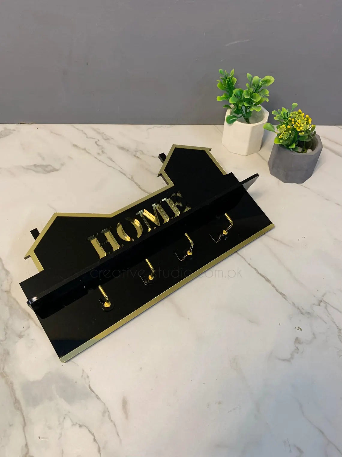 Premium Acrylic Key Holder with Shelf | Modern Wall Mounted Entryway Organizer | Key Rack for Home & Office