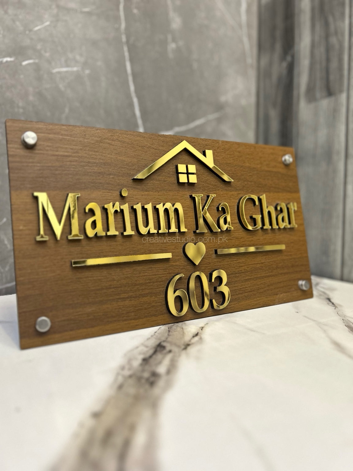 Custom Wooden Texture Acrylic Nameplate