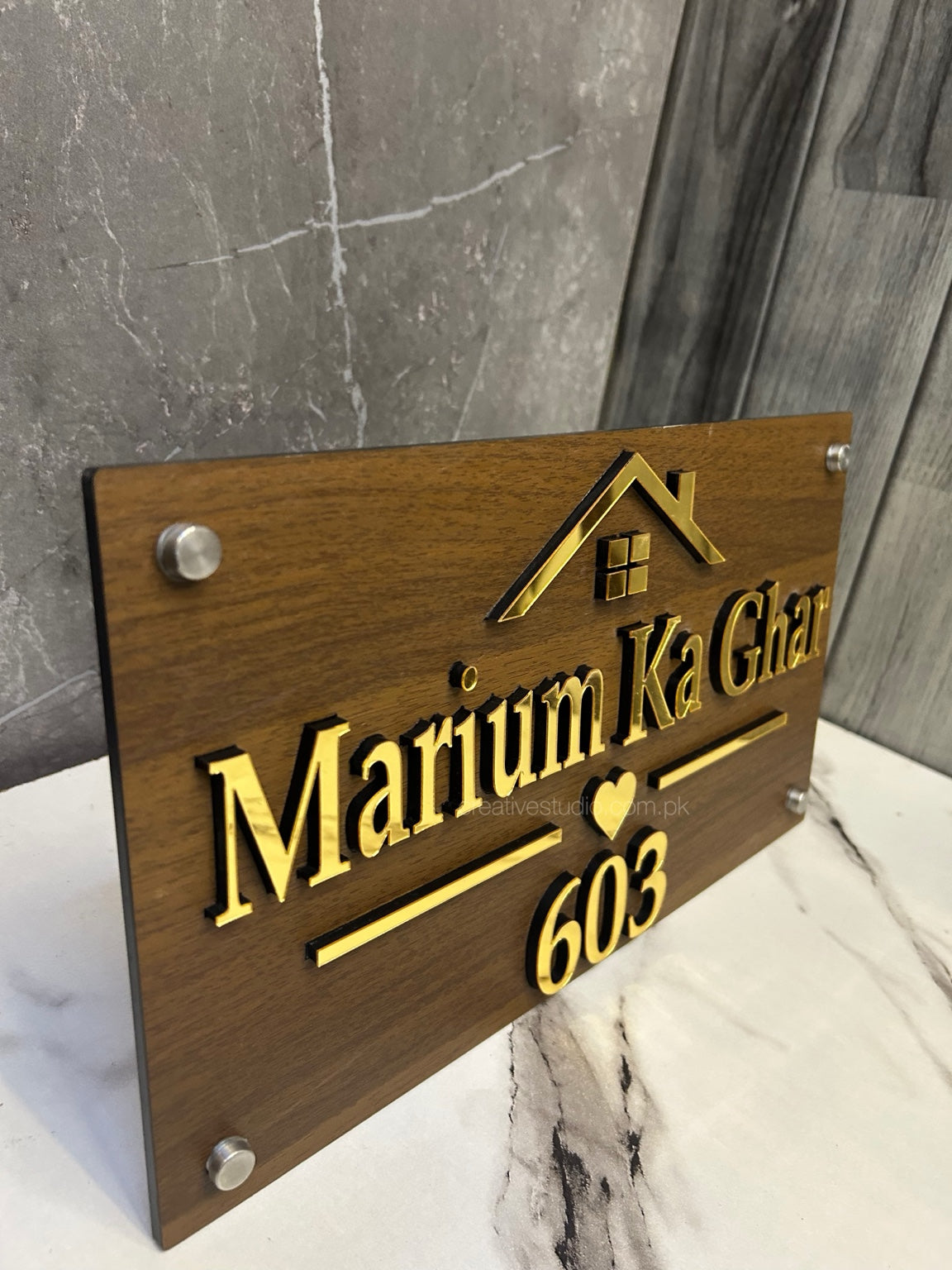 Custom Wooden Texture Acrylic Nameplate