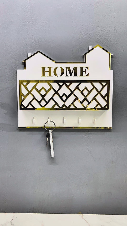 Premium Acrylic Key Holder Wall Organizer with Mobile & Pen Holder | Modern Entryway Storage Rack
