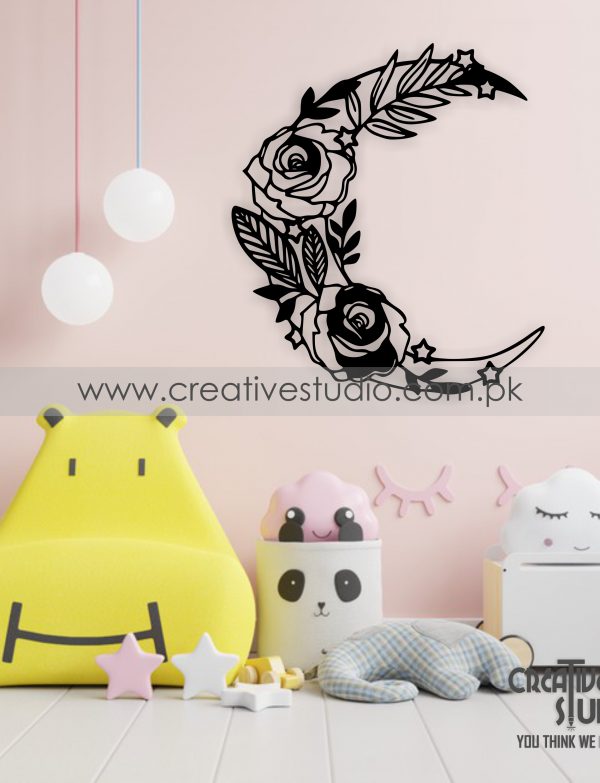 flowers  Moon Acrylic Wall Art