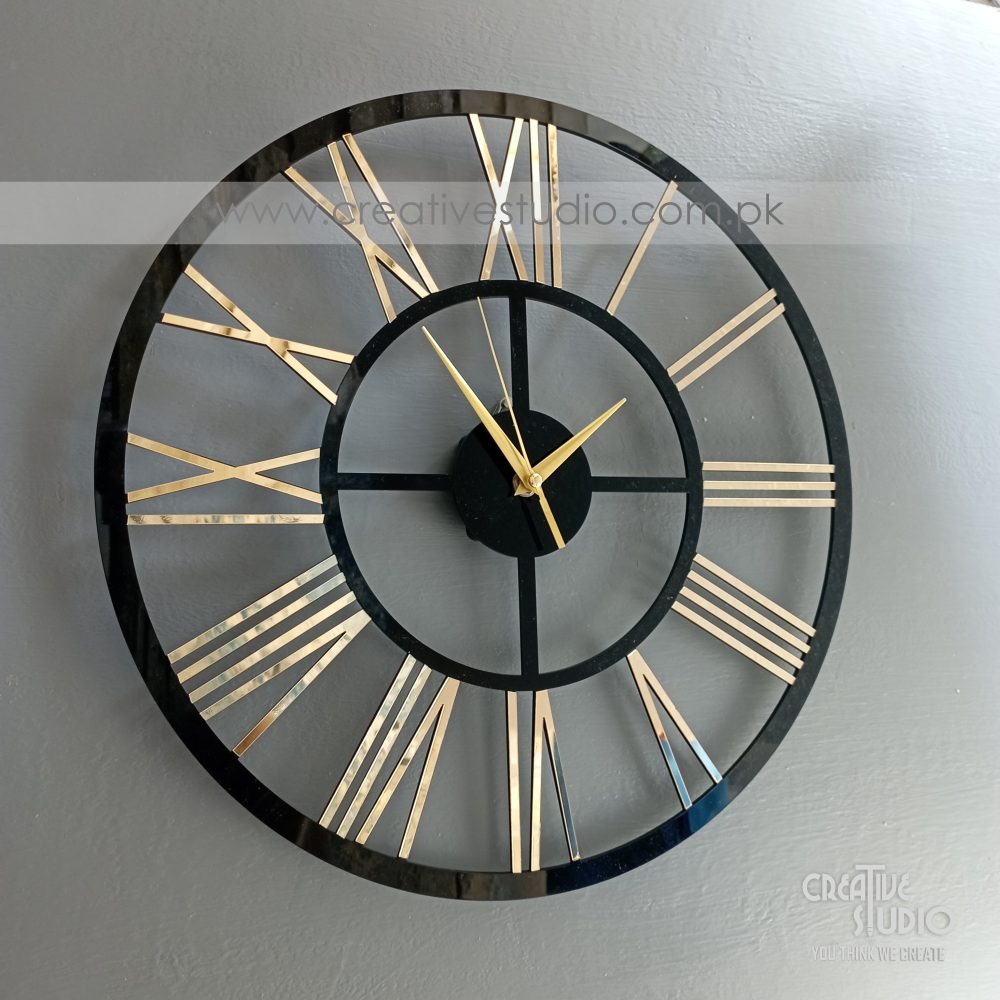 Acrylic Wall Clock Gold n Black Wall Clock Creative Studio