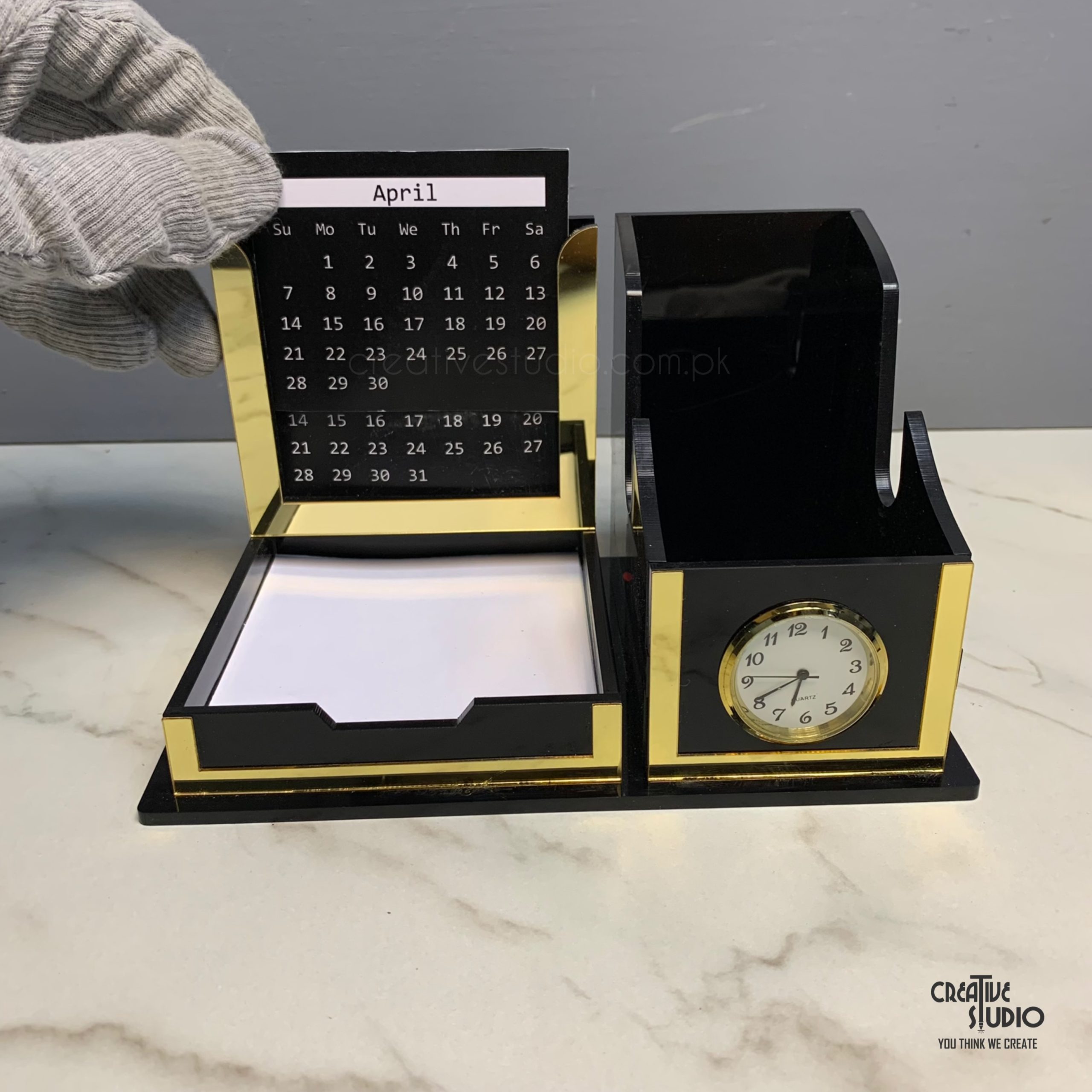 Premium Acrylic Desk Organizer with Clock and Calendar Elevate Your
