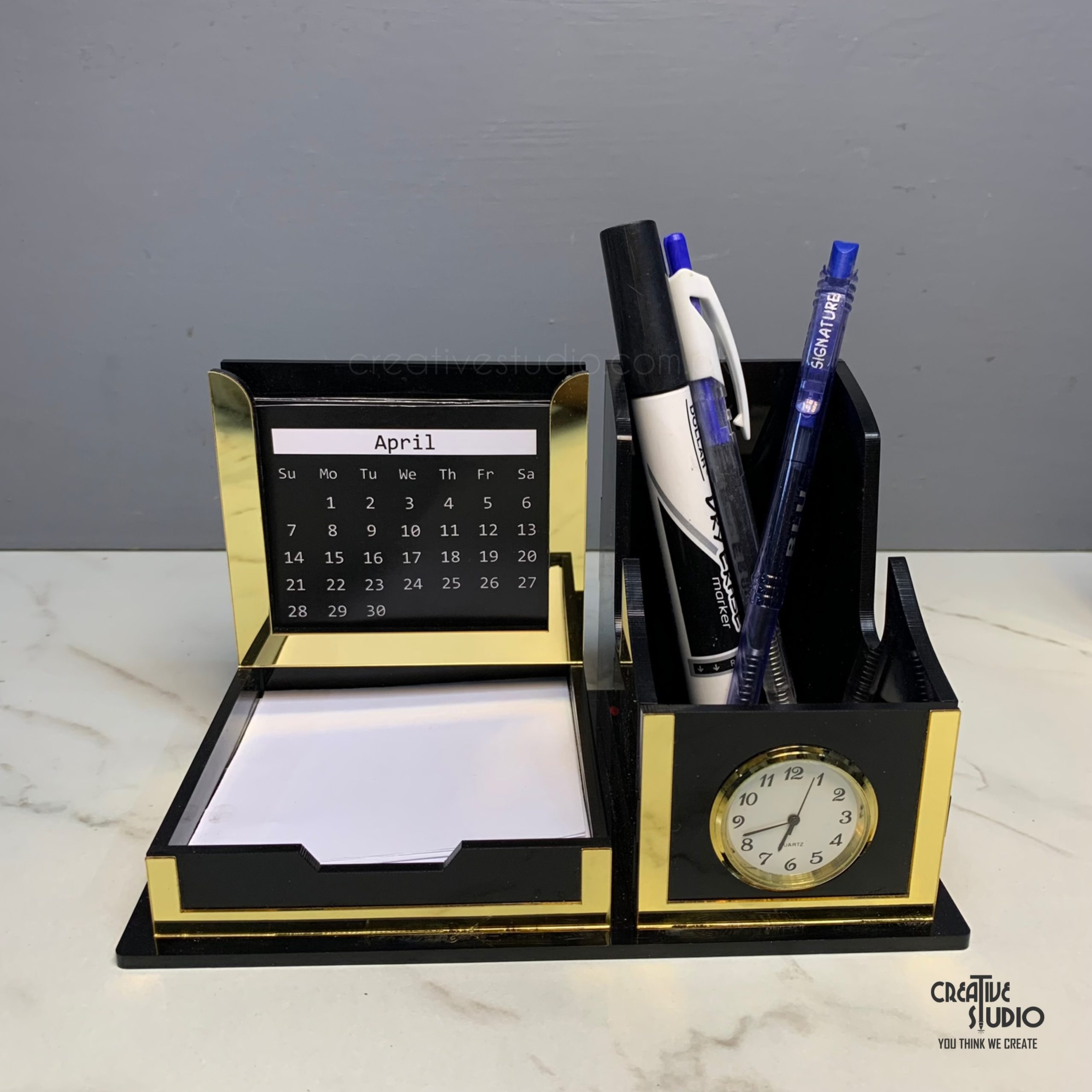 Premium Acrylic Desk Organizer with Clock and Calendar - Elevate Your Workspace - Image 4