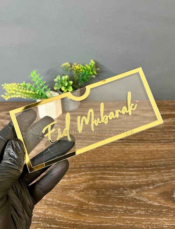 Golden Mirror Acrylic Eidi Envelope – Elevate Your Gift-Giving Experience