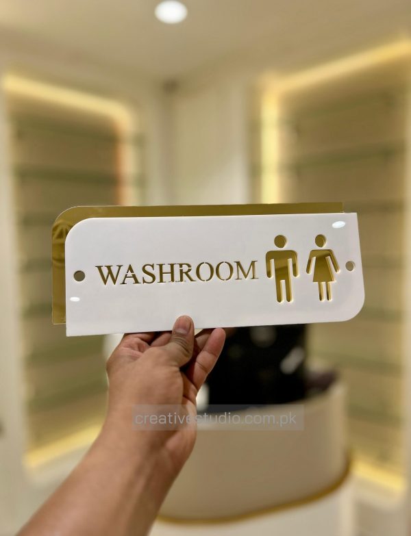 Acrylic Nameplate White and Golden Finish for Home and Office by Creative Studio