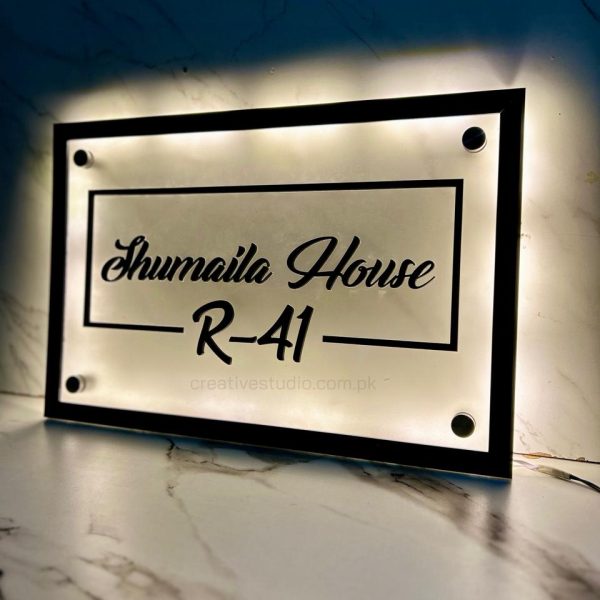 Custom Backlit Acrylic Home Sign – Premium LED House Nameplate for Main Door - Personalized Modern Design